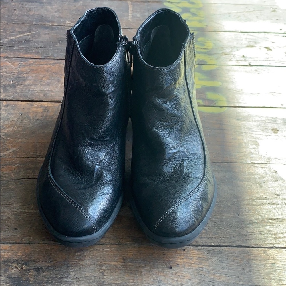 Black leather ankle boots